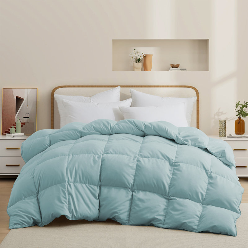 All Season Down Feather Fiber Comforter Duvet Insert with 8 Corner Tabs, California King, Blue