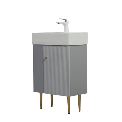 Base de meuble-lavabo 21,6 po seulement, tablette ouverte à gauche, gris mat GF-24V06-21MGL
