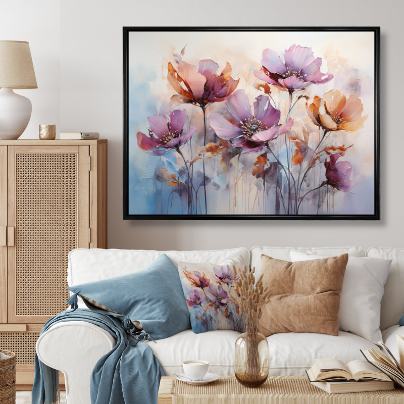 Serenade mauve mauve - impression, H 30 po x l 40 po x P 1,5 po, Cadre flottant noir