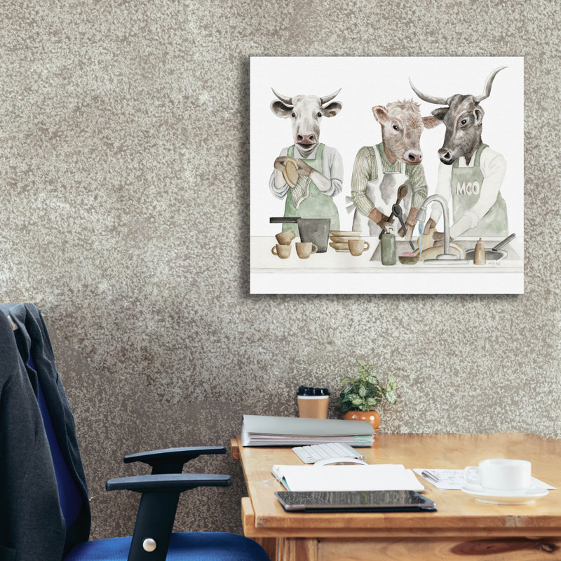  «Cow Wash, Rinse, Dry» par Cindy Jacobs, art mural sur toile, 30 po x 26 po