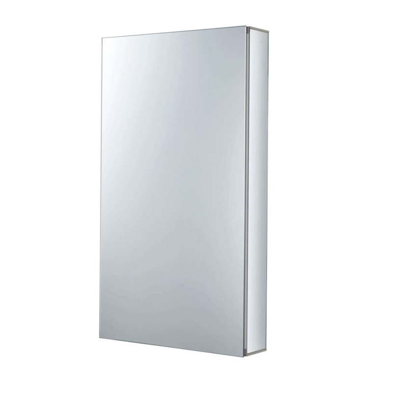 Armoire à pharmacie en aluminium sans cadre encastrée ou à fixation en surface avec charnières à fermeture douce 165 ° et tablettes en verre réglables