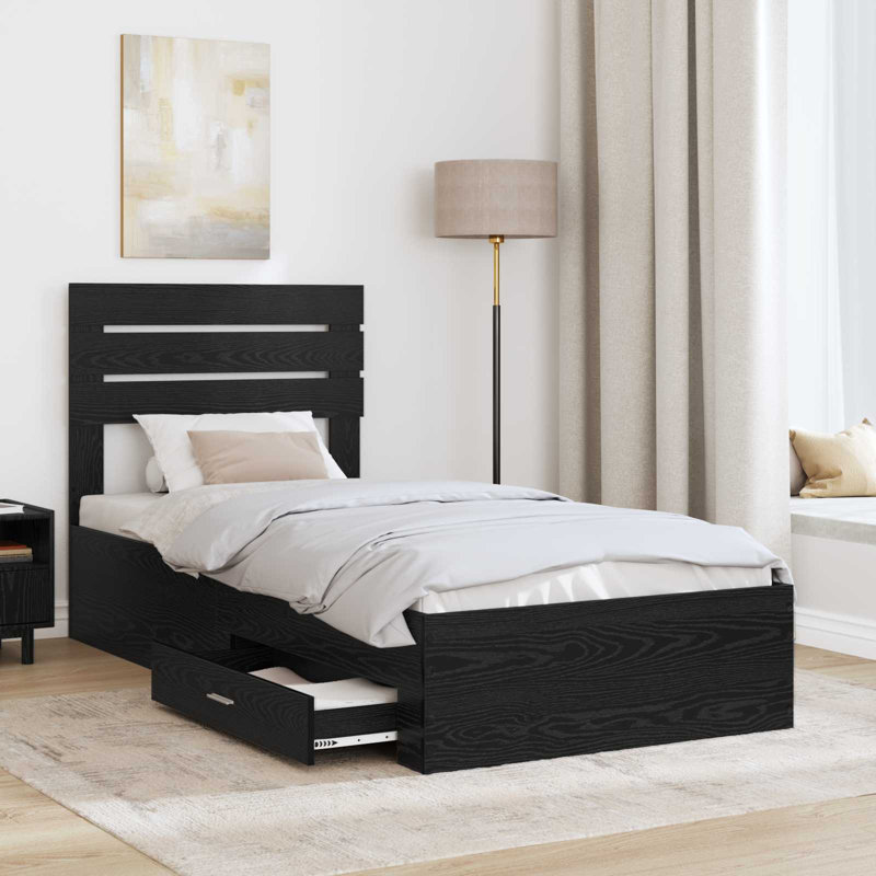 Bed, Black Oak, European Single (90 x 200 cm)