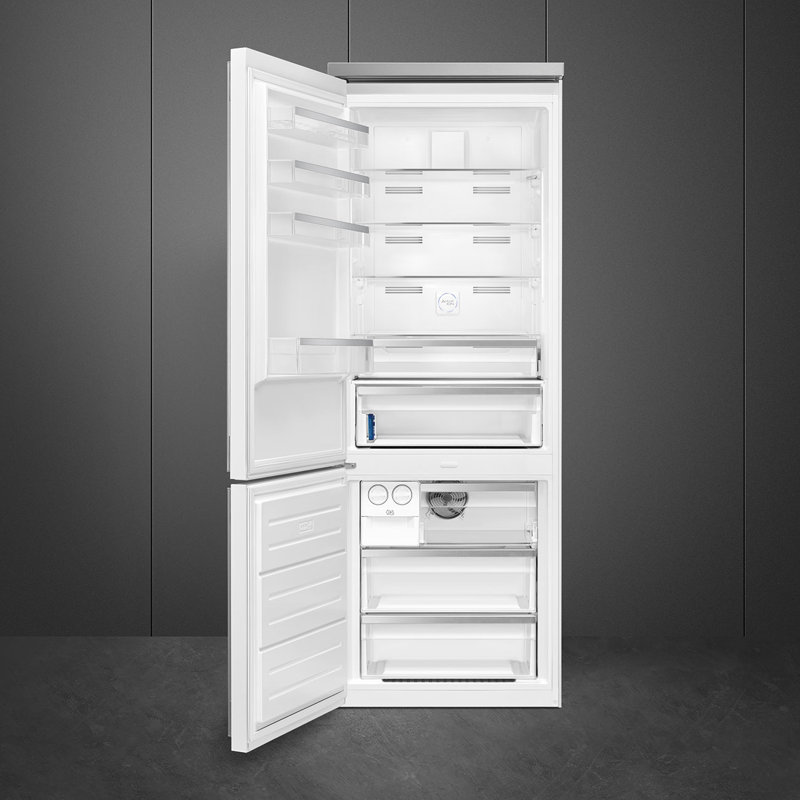 SMEG Portofino 27.7" Bottom Freezer Refrigerator 16.26 cu. ft., Right Handed, White