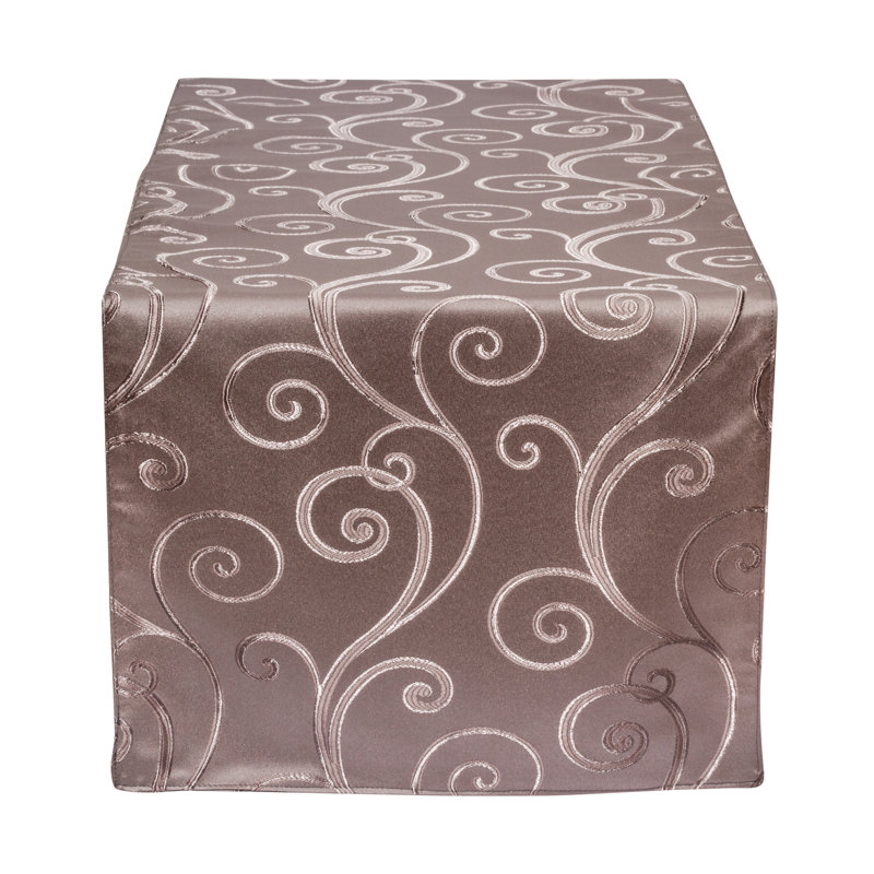Chemin de table en polyester damassé Linglestown, L 53 po x l 19,5 po, Satellite
