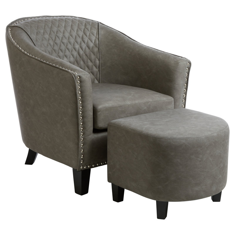 Picardy Faux Leather Armchair with Footstool