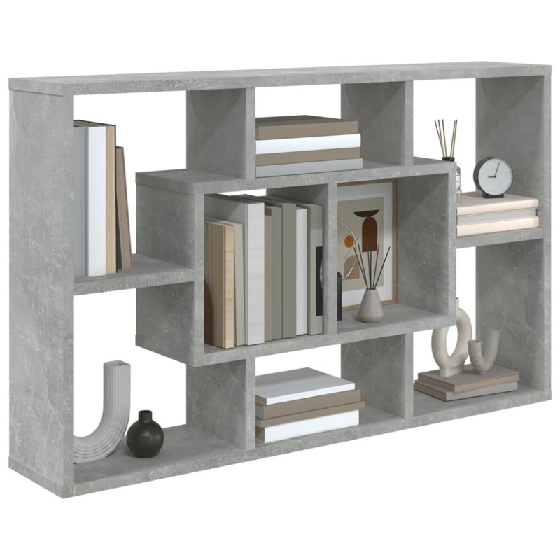 Tiffany 8 Piece Floating Shelf, 52.5cm H x 85cm W x 16cm D, Concrete Grey