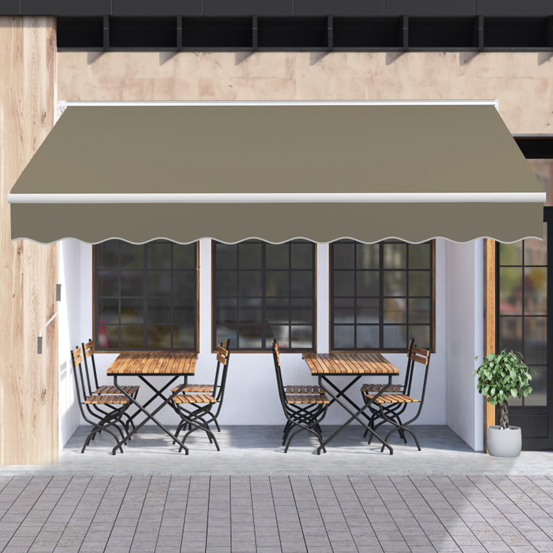 Meetwarm 9.8'X 8.2' Patio Awning Retractable Awning Cover For Sunshade Shelter, Outdoor Patio Canopy With Manual Crank Handle/Water-Resistant 280G/M² Polyester For Patio, Balcony, Yard