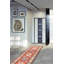 Tapis de couloir unique en laine noué à la main 2 pi 10 po x 9 pi 3 po nouvel âge Achintya crème / bleu foncé / orange clair