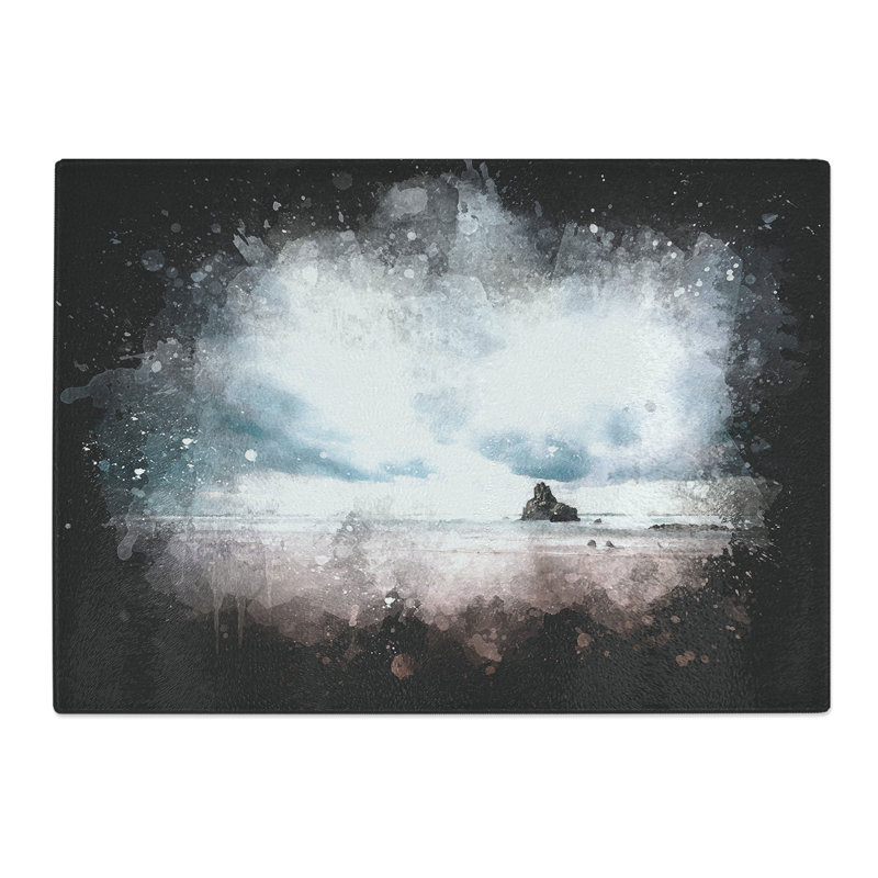 Tempered Glass Beach in Sopelana Spain Paint Splash Chopping Board, 28.5 cm x 39 cm