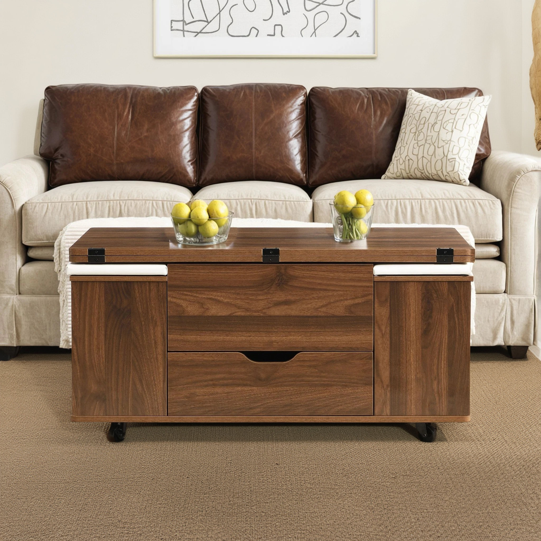 Latitude Run® A Multifunctional Height-adjustable Coffee Table With ...