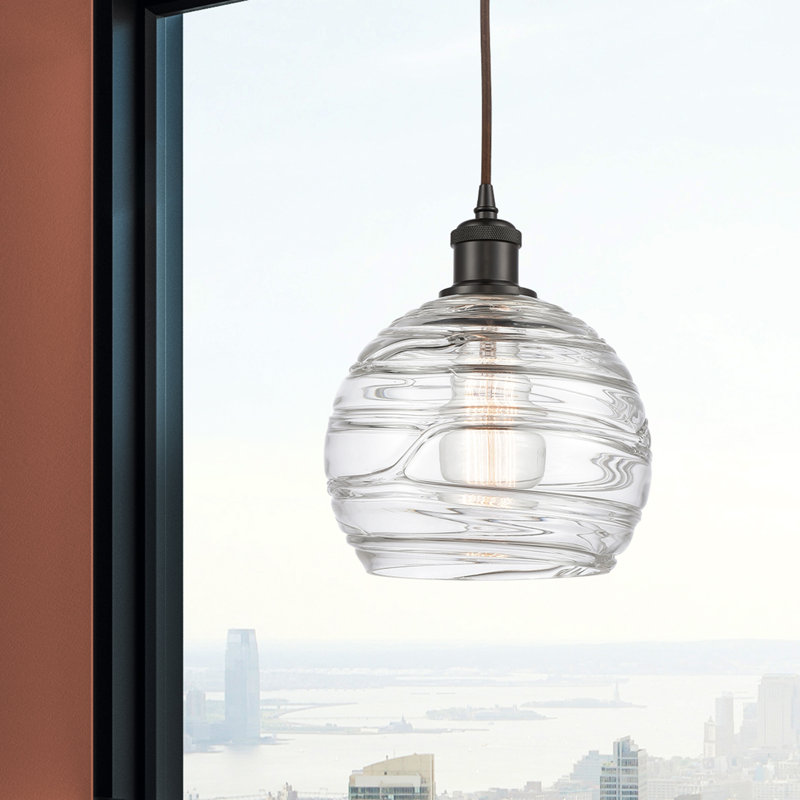 Luminaire suspendu en forme de globe à 1 lumière Mullins, H 131,75 po x l 8 po x P 8 po, Bronze huilé, Ampoule non incluse