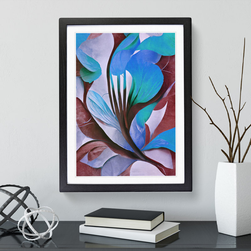 Floral In Abstract No.3 - Single Picture Frame Painting, Black, 64cm H x 46cm W x 2cm D