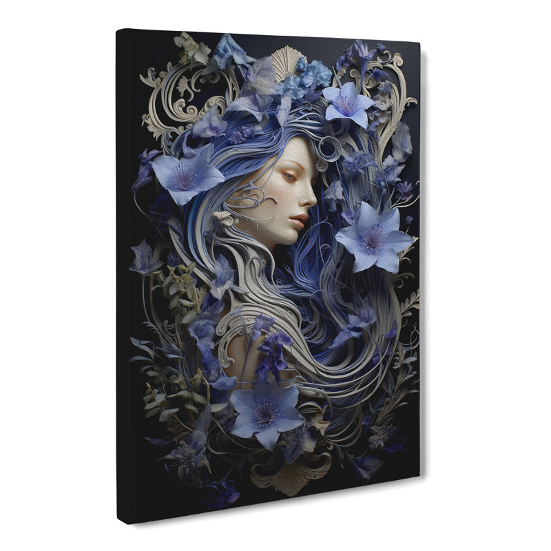 Bluebell Flower Rococo - No Frame Print, 50cm H x 35cm W x 3cm D