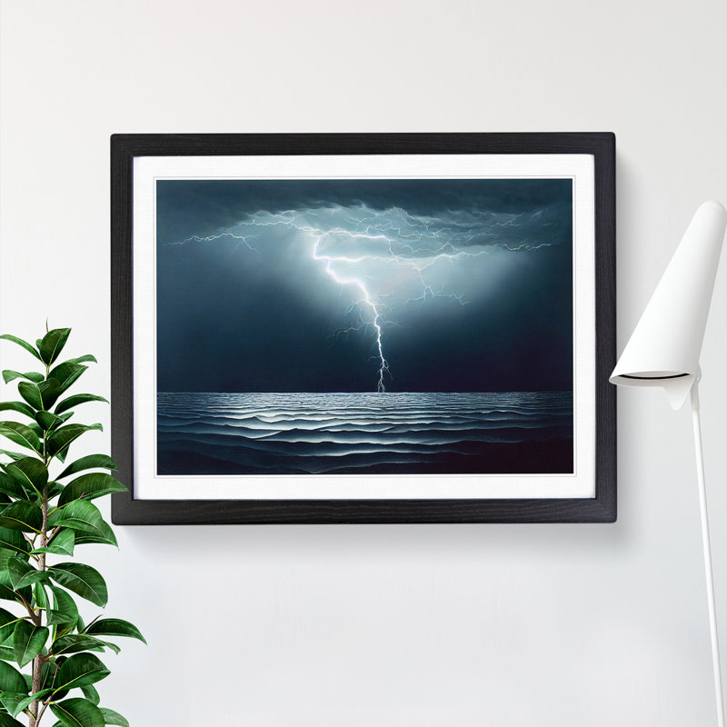 Electrifying Ocean Thunderstorm - Framed Print, Black , 25cm H x 34cm W x 2cm D