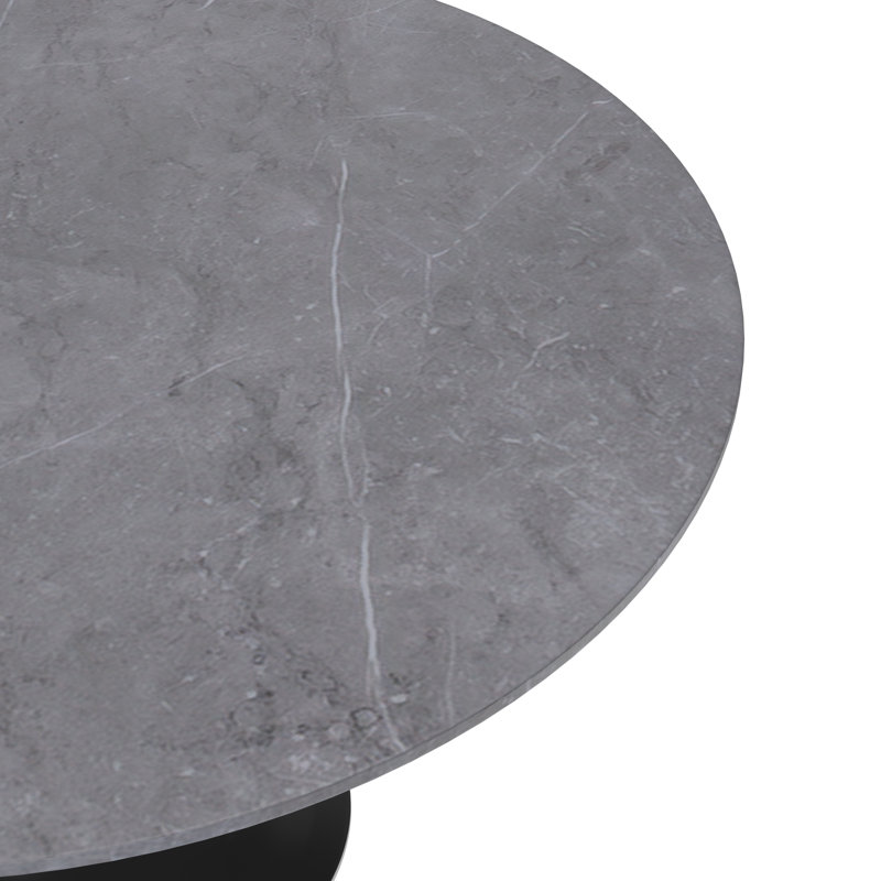 Heatherton Round Dining Table with Resin Top Kitchen Table and Black Stainless Steel Pedestal Base Seats 2-6 Person, 48" Wide