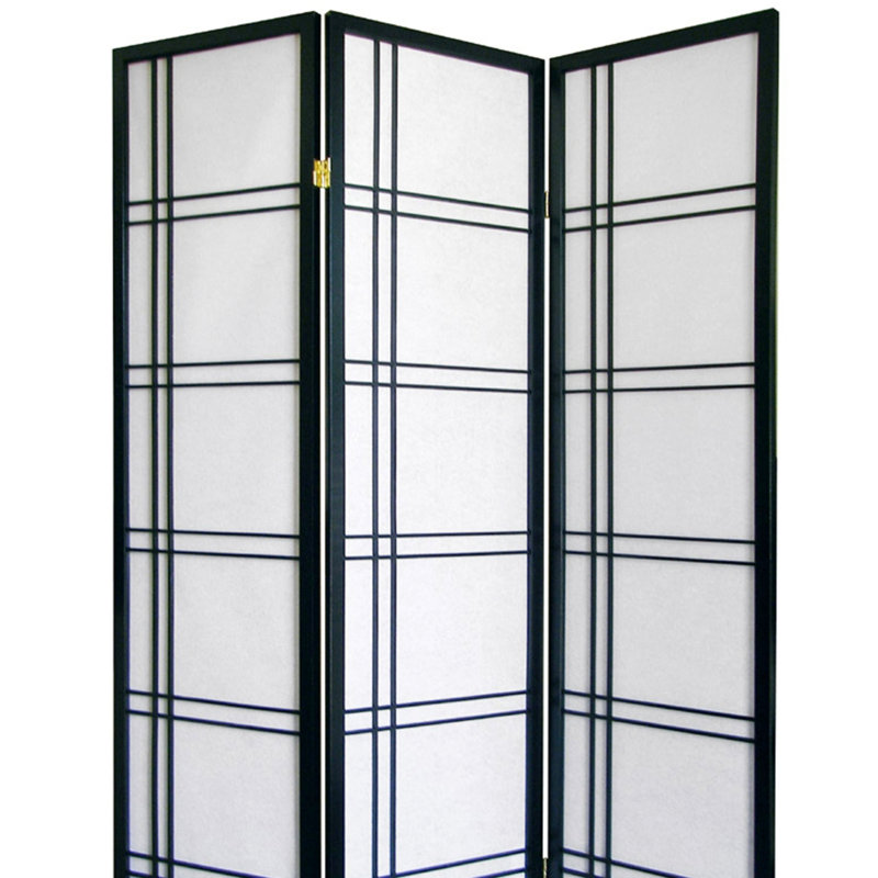70 "3 écran" en noir, fait de pin, ajoute un élément élégant aux pièces, pliable pour une utilisation de l'espace avec une teinte noire, touche contemporaine