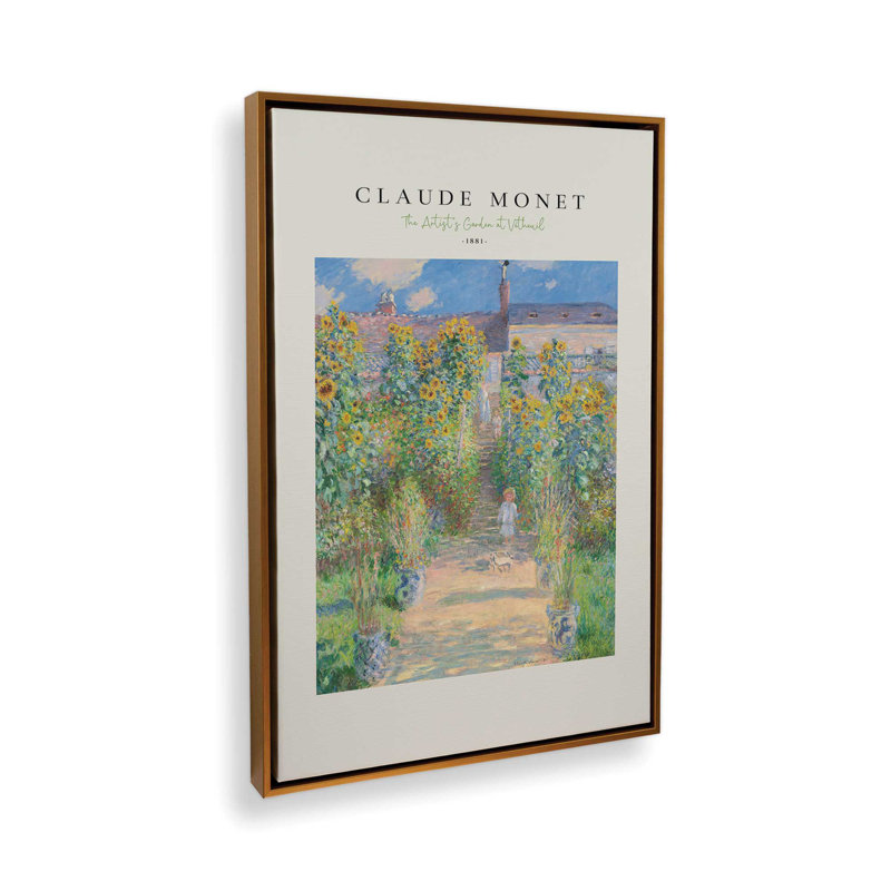 Le jardin de l'artiste par Monet v2, H 18,75 po x l 12,75 po x P 1,75 po, Cadre flottant or poli