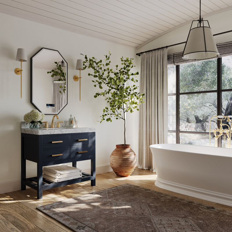 Elizabeth 36'' W Single Vanity, Heritage Blue | Brushed Gold