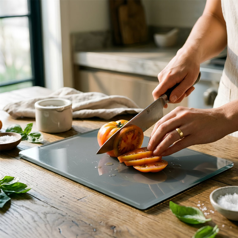 Harbour Housewares - Glass Chopping Board, Grey
