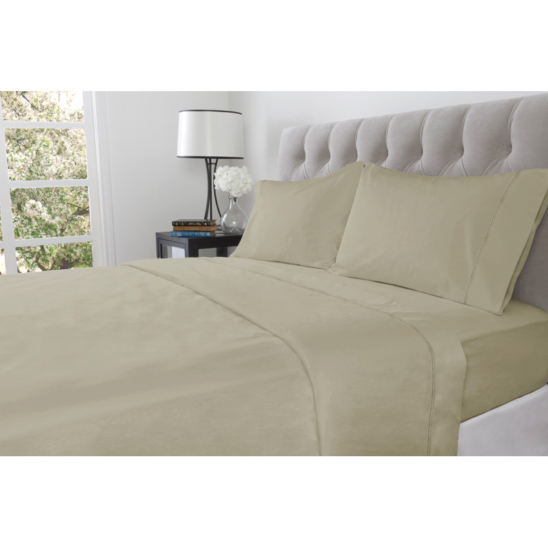 Drap-housse 100% coton à densité de tissage 410, Double, Champignon