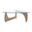 Table basse en placage sculpté avec plateau en verre trempé-148804815