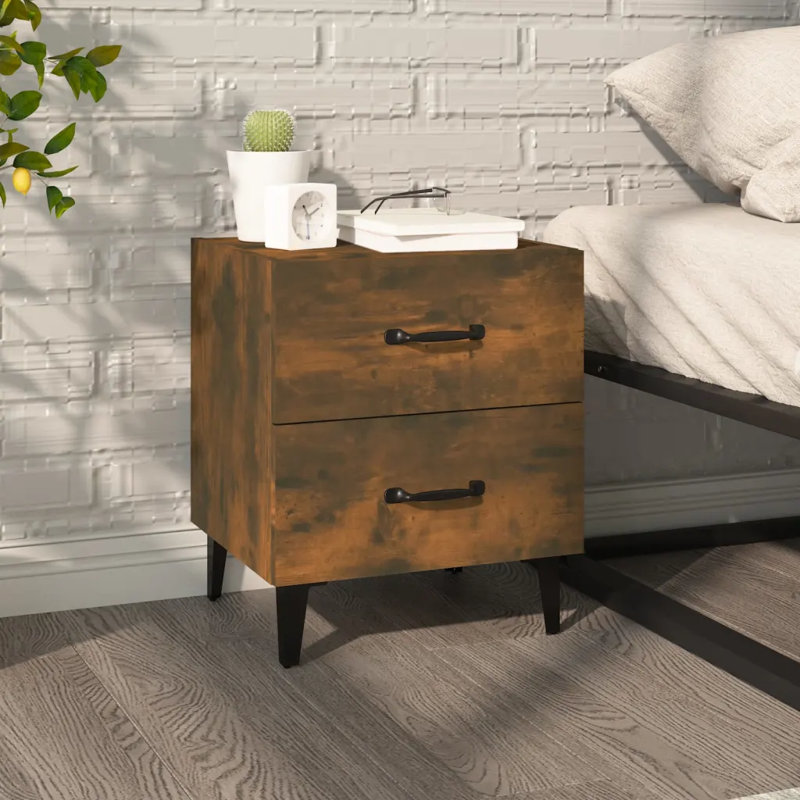 Jemena 40cm W Bedside Table, Smoked Oak, Individual