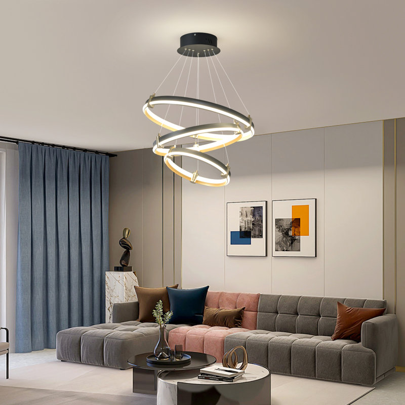 3 Rings Acrylic LED Tiered Chandelier,Dimmable Modern Pendant Light for Kitchen Living Room Bedroom