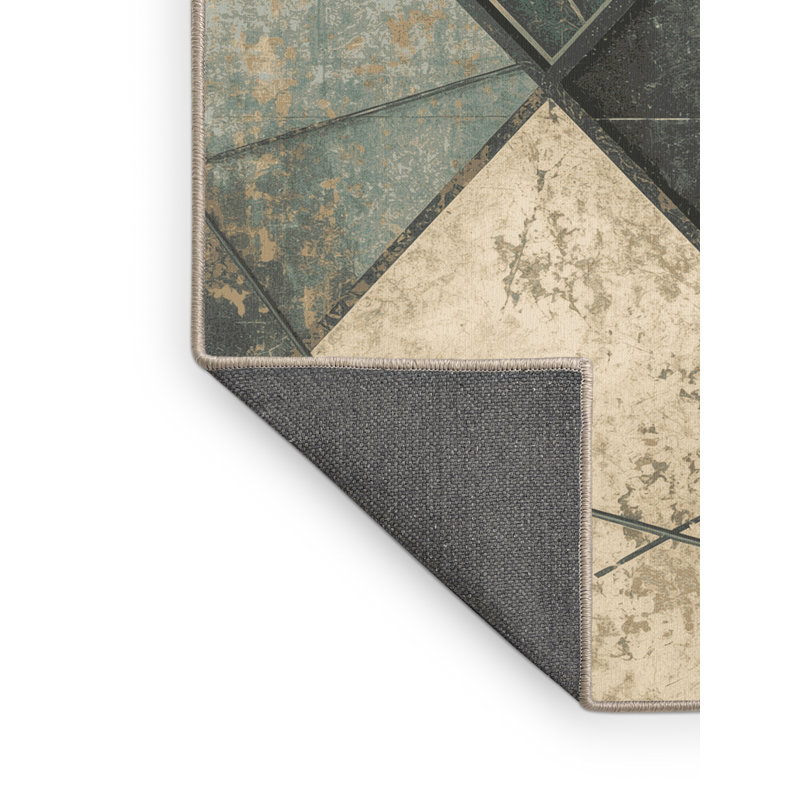 Tapis de jeu doux et moelleux à motif de jeu holographique moderne et rustique en gris - beige, 2 x 5