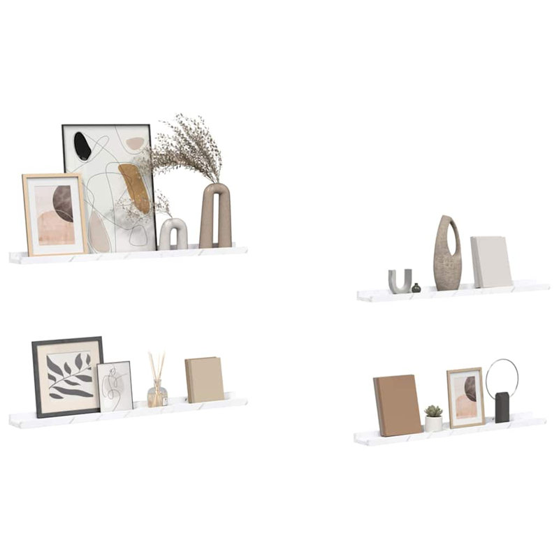 Floating Shelf, 3cm H x 80cm W x 9cm D, White Marble