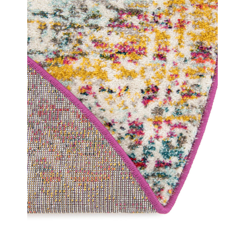 Tapis oriental multicolore Robinne, Demi-cercle 2 pi 7 po x 4 pi 1 po