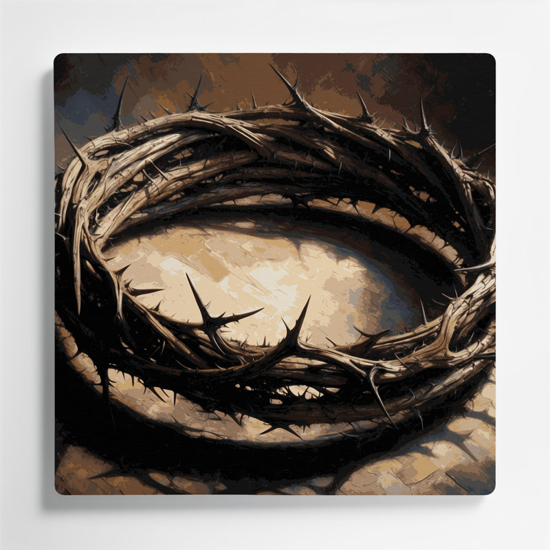 Art mural en métal Botanical Crown of Thorns, H 16 po x l 16 po