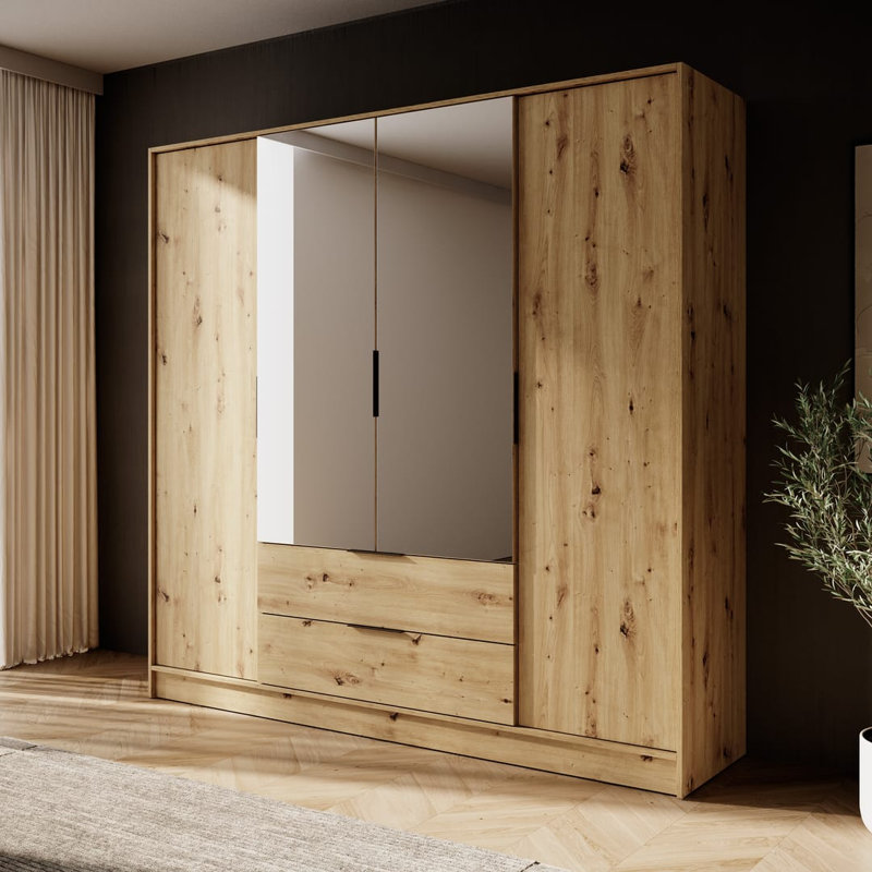 Bonface 2 Door Manufactured Wood Wardrobe, Oak