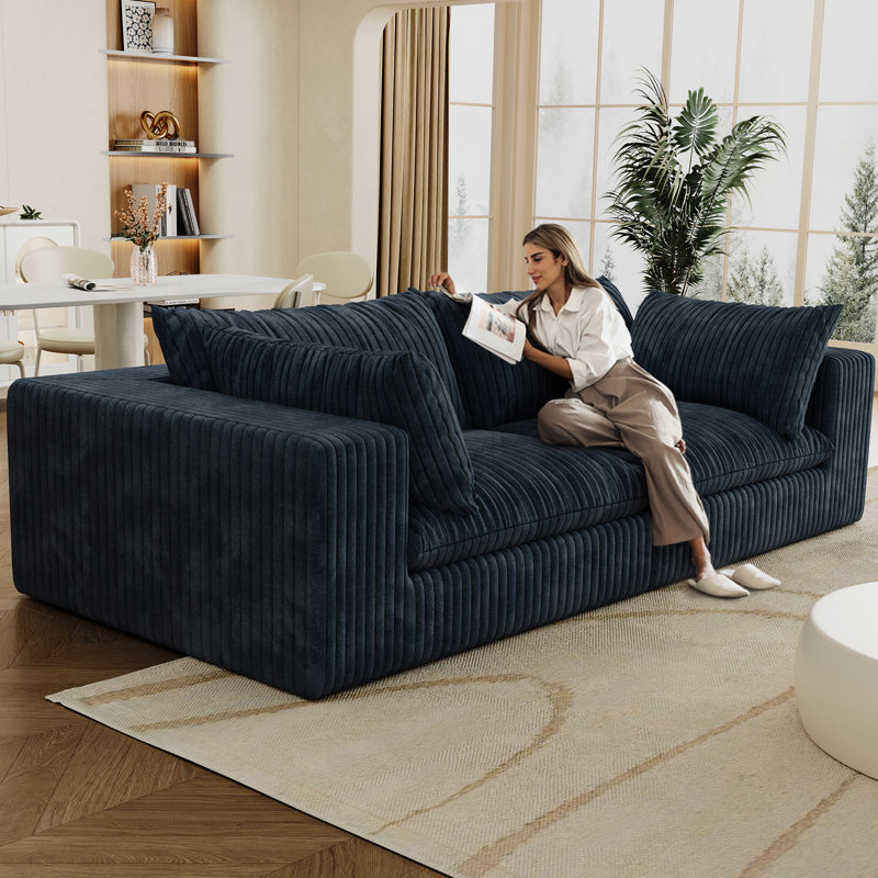 2 sièges bleus avec coussins de luxe en plumes, tissu doux, support en éponge, conception modulaire, compression élevée, profondeur de produit de 80,56 po, largeur de 39,93 po, hauteur de 23,68 po, poids de 103,42 lb, plaisir confortable