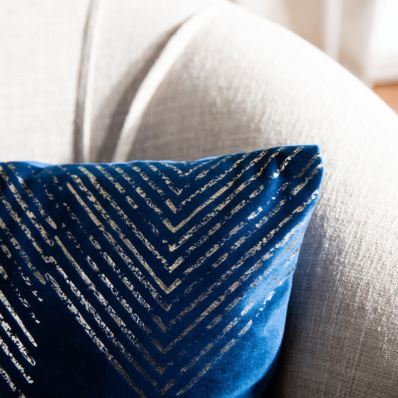  Geometric Lumbar Pillow, Navy/Gray