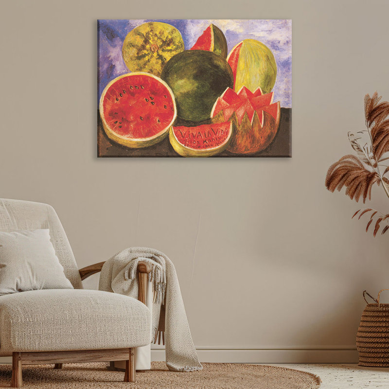 «Watermelons Still Life, Viva la Vida» par Frida Kahlo, toile tendue avec châssis, H 28 po x l 40 po