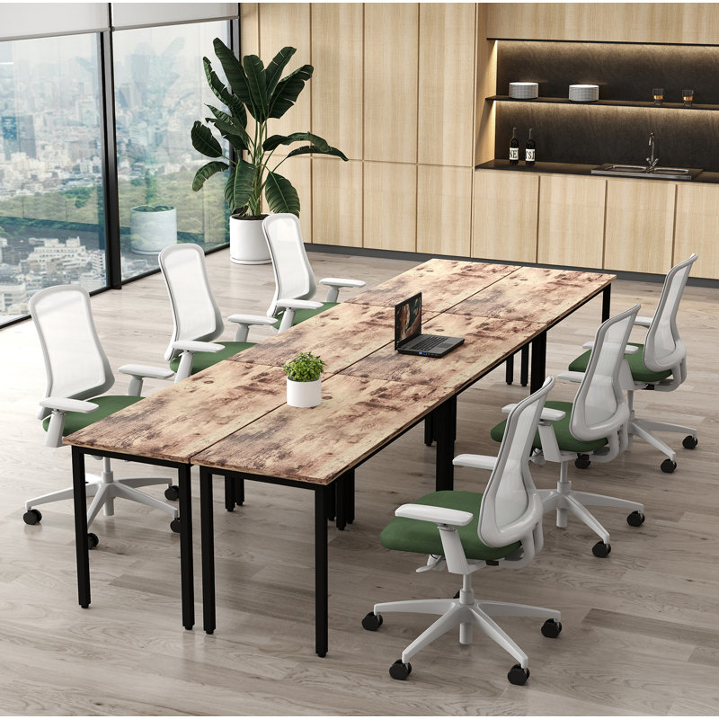 Sharlen 165.3''Wide 12FT Modular Rectangular Conference Table, Modern Seminar Table, Brown
