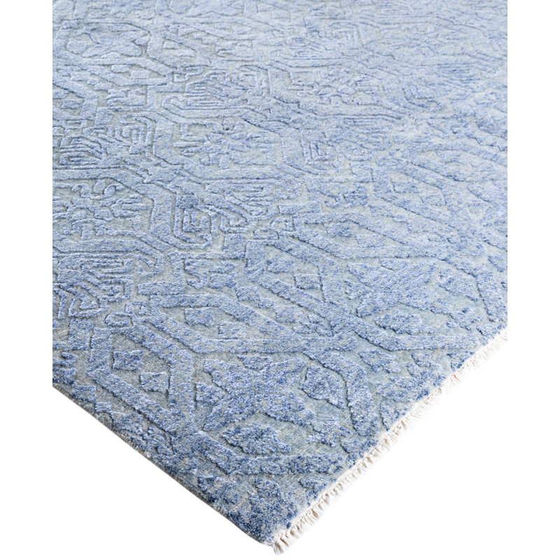 Tapis noué à la main de conception unique Melby - gris, 9 pi 1 po x 12 pi 3 po