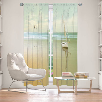 Paire de rideaux occultant et isolant avec passe-tringle Soft Sunrise on the Beach I