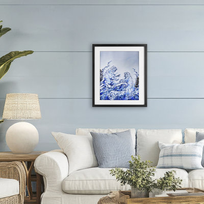 «Crashing Waves Tigers», reproduction sous verre encadrée, conception de Marc Allante