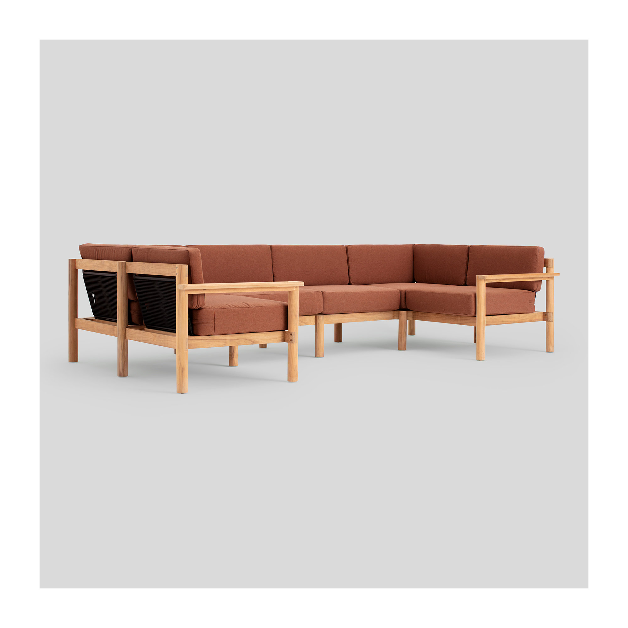 Haven 116'' Wide U-Shaped Patio Sectional with Sunbrella® Cushions, Sunbrella Rust, 6
