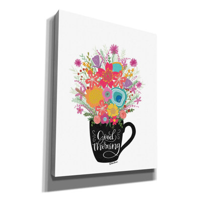 'Good Morning Coffee Floral' by L. Larson, Canvas Wall Art