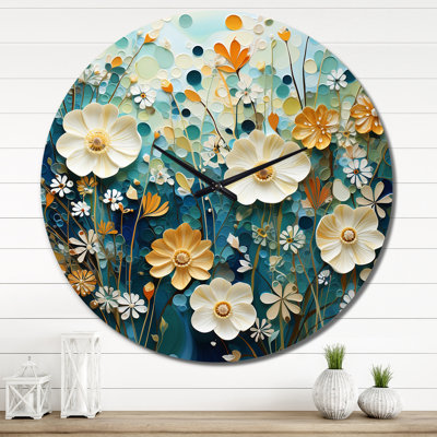 Horloge murale verte et bleue Tranquil Oasis II - Abstract Botanicals
