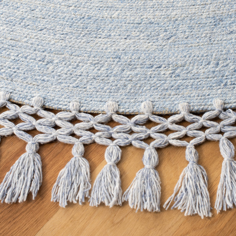 Tapis bleu touffeté à la main Ubaid, Rond 6 pi