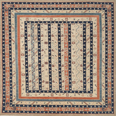Tapis orange/brun clair/bleu traditionnel