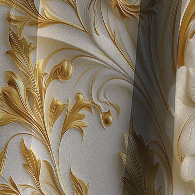 Rideau occultant en marbre doré et blanc Royal Flower Garden Serenity III - Abstrait, L 52 po x L 63 po