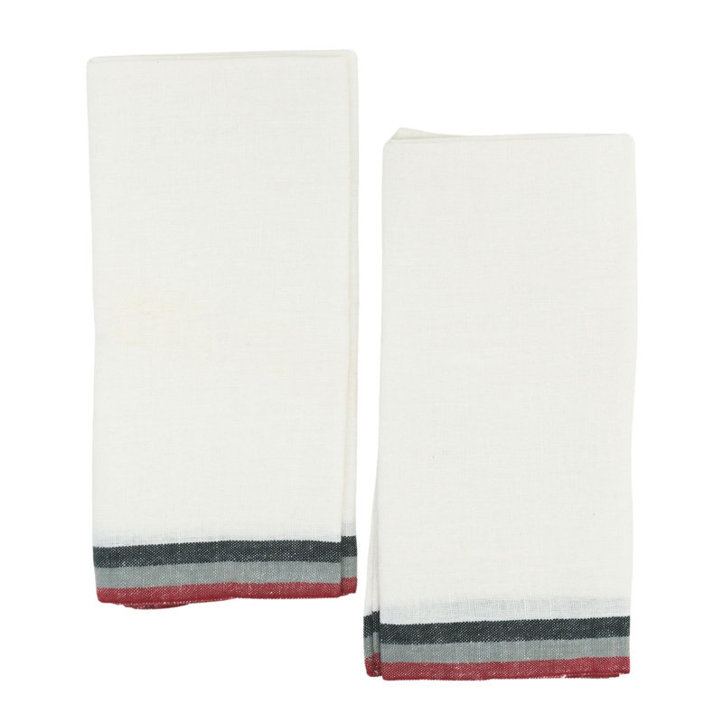 Camryn Stripe Tea Towel Kitchen Towel, White/Red/Gray/Black
