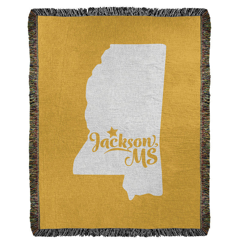 Jeté en coton tissé mississippi jackson, l 37 po x L 52 po, Jaune