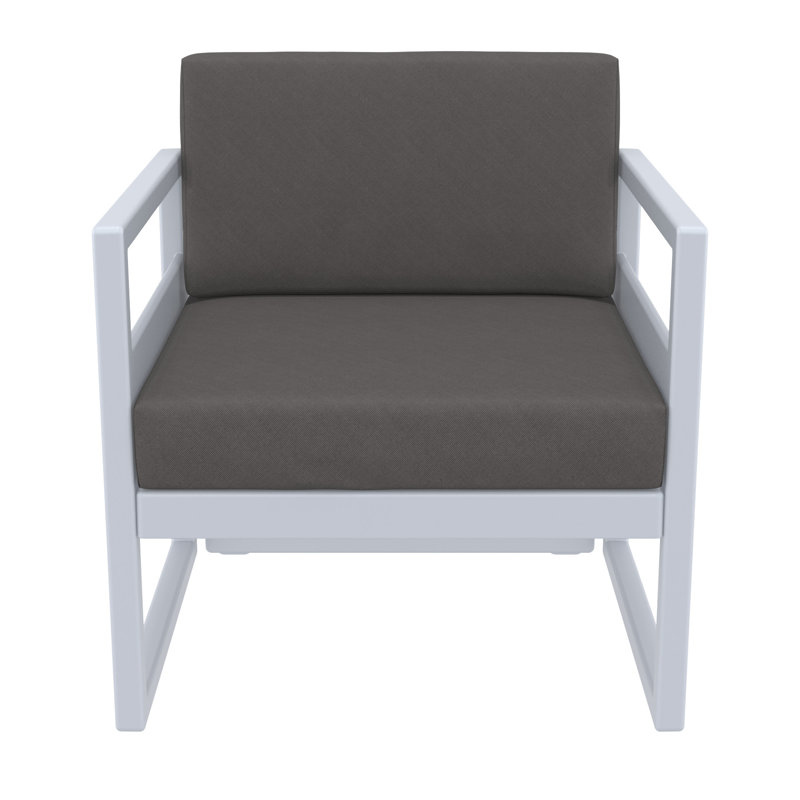 Chaise de patio avec coussins Lane, Toile gris anthracite Sunbrella®, Argent / gris