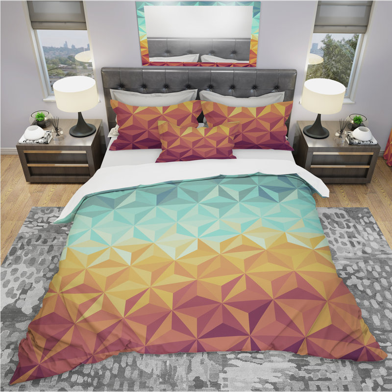 Ensemble de housse de couette rétro, Housse de couette très grand + 2 taies décoratives