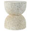 Table d'appoint d'extérieur en béton de 17,13 po de hauteur, table décorative en forme de sablier, tabouret de patio / de jardin au fini faux marbre ou table basse, aucun assemblage requis, conception nervurée.-564087459